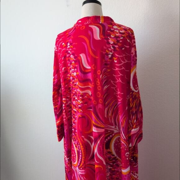 Vintage 60s 70s Hollywood Dress Robe L-XL Psychedelic Nightgown Groovy Boho Chic - Picture 8 of 16